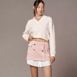 NEW Anthropologie Maeve Tweed Mini Skirt size 14 pink color nwt